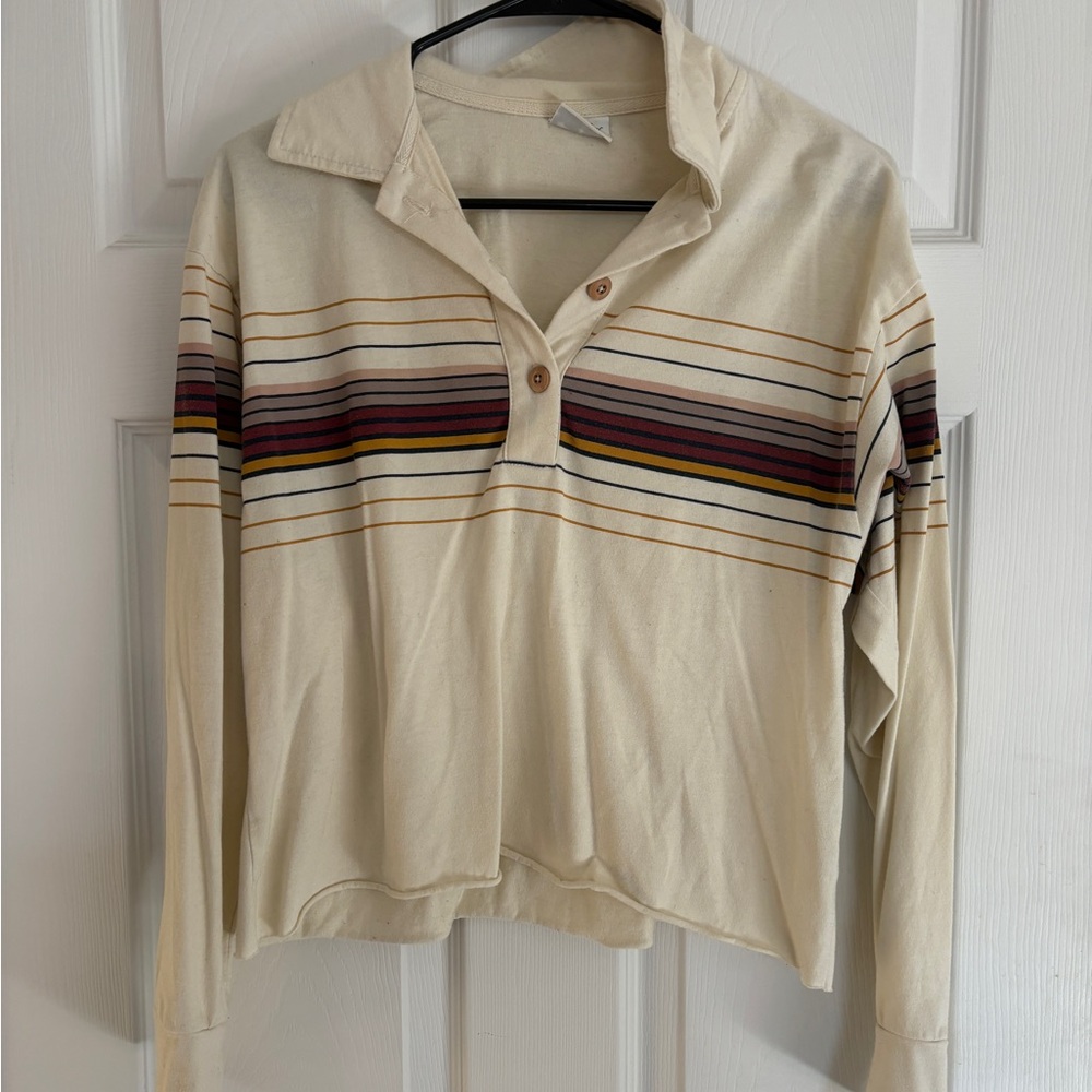 Cropped 70’s collared long sleeve shirt